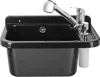 A black sink with a chrome faucet and soap dispenser, mounted on a wall. Anteprima dell’immagine prodotto
