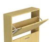 A light wood shoe cabinet with two flip-down compartments and a drawer. Podgląd zdjęcia produktu