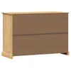 The back view of a wooden sideboard with two drawers. Voir les images du produit