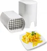 A white potato slicer and a plate of french fries are shown against a white background. Produktbild-Vorschau