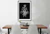 MuchoWow® Gerahmtes Poster Elefant mit Blumen vor schwarzem Produktbild-Vorschau 3
