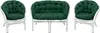 A set of three rattan furniture pieces with green cushions, displayed against a white background. Anteprima dell’immagine prodotto