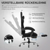A black office chair with adjustable features is shown against a gradient gray background, with diagrams illustrating its adjustability. Anteprima dell’immagine prodotto