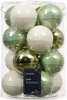 Weihnachtskugeln Glas 8cm 16 Stück - Grün / Weiß Mix Produktbild-Vorschau 2