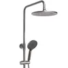 A modern shower fixture with a rain showerhead and a handheld showerhead. Produktbild-Vorschau