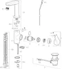 An exploded diagram of a faucet assembly with numbered parts. Produktbild-Vorschau