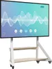 A white TV stand with a large screen displaying a waveform graphic, set against a white background. Podgląd zdjęcia produktu