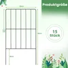 A diagram showing the dimensions of a black metal garden fence panel, with text indicating product size and quantity. Produktbild-Vorschau