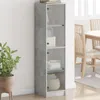 Vysoká skříň se skleněnými dvířky betonově šedá 35x37x142 Náhled obrázku produktu 1