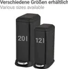 Two black pedal bins of different sizes are shown side-by-side against a white background. The larger bin on the left is labeled '20 l' and the smaller bin on the right is labeled '12 l'. Produktbild-Vorschau