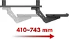 A diagram showing an adjustable under-desk keyboard tray with a measurement range indicated. Voir les images du produit