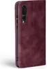 A close-up side view of a burgundy flip phone case for a Huawei P20 Pro. Produktbild-Vorschau
