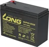 A black rechargeable sealed lead-acid battery with yellow text and logos. Podgląd zdjęcia produktu