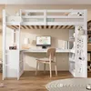 A loft bed with a desk and shelves underneath, set up in a child's room. Náhled obrázku produktu
