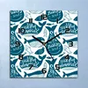 Wanduhr Echt-Glas-Küchenuhr Marineblau Wale Quarz Lautlos Produktbild-Vorschau 1
