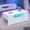 Tavolino Merax lucido con LED, tavolino da salotto con 1 Anteprima dell’immagine prodotto 5