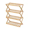 A four-tier foldable bamboo shoe rack on a white background. Produktbild-Vorschau