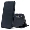 A dark blue flip case for a smartphone is shown against a white background. The case is partially open, revealing the camera array of the phone. Anteprima dell’immagine prodotto