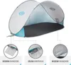 A pop-up beach tent with three inset images highlighting its features. Produktbild-Vorschau