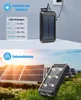 The image shows a solar power bank being charged via an adapter and also in a solar charging environment. Produktbild-Vorschau