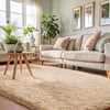 Hochflor Teppich beige, 160 x 230 cm, waschbar, rutschfest, Produktbild-Vorschau 5