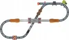 A toy train set arranged in an infinity loop configuration with a train on the tracks. Náhled obrázku produktu