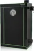 A black grow tent with green trim and a circular window, shown against a white background. Podgląd zdjęcia produktu