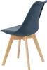 A blue chair with wooden legs against a white background. Podgląd zdjęcia produktu