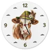 Kuh mit alpenländischem Trachtenhut Wanduhr aus Alu Produktbild-Vorschau 1