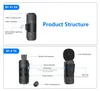 Diagrams illustrating the structure and components of two wireless microphone system units, labeled BY-V1 RX and BY-V1 TX. Náhled obrázku produktu
