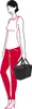 A stylized illustration of a woman holding a black cooler bag. Produktbild-Vorschau