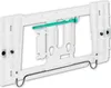 A white plastic mounting frame with a green plastic component and a black metal wire. Produktbild-Vorschau