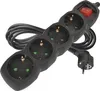 Steckdosenleiste 3 m / 4 Steckdosen / Schalter / schwarz / PVC / 1,5 mm2 Produktbild-Vorschau