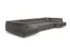 A dark gray sectional sofa with a chaise lounge and a pull-out bed mechanism is shown against a white background. Náhled obrázku produktu