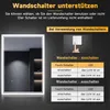 An image showing a LED bathroom mirror and a diagram explaining how to use wall switches with the mirror. Náhľad obrázku produktu