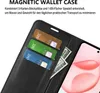 A black wallet case for a phone, showing credit cards and cash inserted. Produktbild-Vorschau