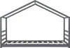 A dark gray house-shaped bed frame with a wooden slatted base, shown from the front on a white background. Náhľad obrázku produktu