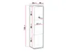 A diagram showing the dimensions of a narrow display cabinet. Anteprima dell’immagine prodotto