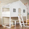 Hausbett, mit Treppe, mit Fallschutz und Gitter, Zwei graue Produktbild-Vorschau 3