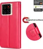 A red flip case for a smartphone, shown with a magnetic closure and embossed design. Produktbild-Vorschau