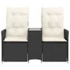 vidaXL Gartensofa 2-Sitzer Verstellbar mit Tisch Schwarz Produktbild-Vorschau 4