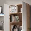 An open cabinet with shelves displaying binders and books. Voir les images du produit