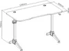 A line drawing of a black gaming desk with dimensions indicated. Produktbild-Vorschau