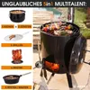 A multi-functional outdoor cooking appliance with various cooking methods illustrated. Produktbild-Vorschau