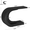 A black C-shaped console table with dimensions indicated by measurement lines and numbers. Anteprima dell’immagine prodotto