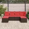 vidaXL Sofa Set mit Kissen 6 pcs Braun Poly Rattan Produktbild-Vorschau 3