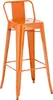 An orange bar stool with a backrest and footrest is shown against a white background. Podgląd zdjęcia produktu