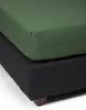 A close-up view of a bed with a green fitted sheet over a black bed base. Produktbild-Vorschau
