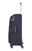 A side view of a navy blue suitcase with a telescopic handle extended. Produktbild-Vorschau