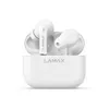 A pair of white wireless earbuds and their charging case are displayed against a white background. Produktbild-Vorschau